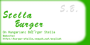 stella burger business card